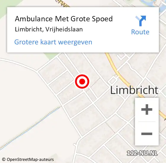 Locatie op kaart van de 112 melding: Ambulance Met Grote Spoed Naar Limbricht, Vrijheidslaan op 22 december 2014 13:43