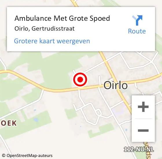 Locatie op kaart van de 112 melding: Ambulance Met Grote Spoed Naar Oirlo, Gertrudisstraat op 22 december 2014 16:03