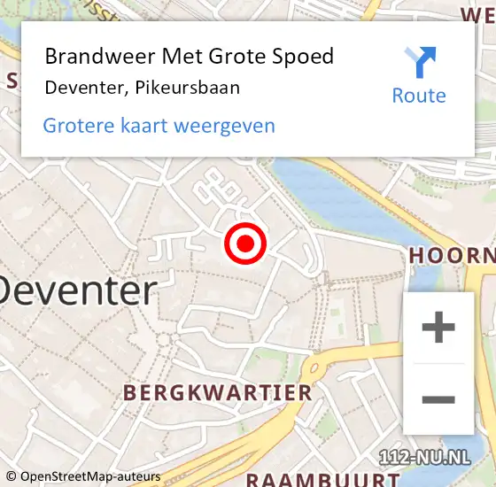 Locatie op kaart van de 112 melding: Brandweer Met Grote Spoed Naar Deventer, Pikeursbaan op 22 december 2014 18:51