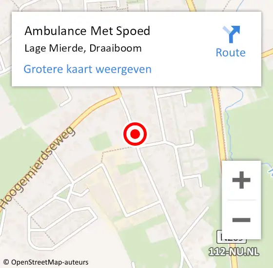 Locatie op kaart van de 112 melding: Ambulance Met Spoed Naar Lage Mierde, Draaiboom op 22 december 2014 21:41