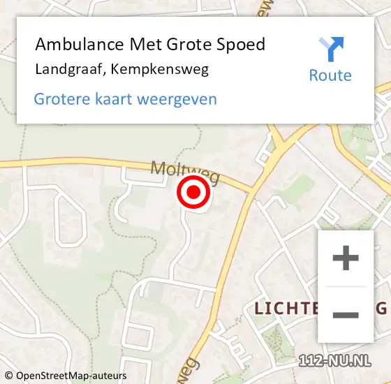 Locatie op kaart van de 112 melding: Ambulance Met Grote Spoed Naar Landgraaf, Kempkensweg op 23 december 2014 18:44