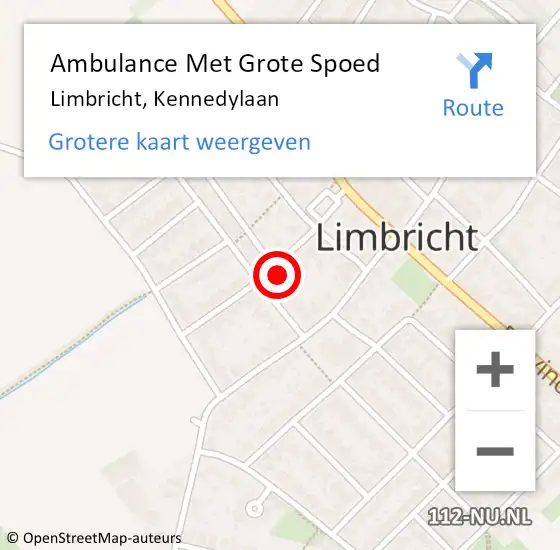 Locatie op kaart van de 112 melding: Ambulance Met Grote Spoed Naar Limbricht, Kennedylaan op 24 december 2014 11:30