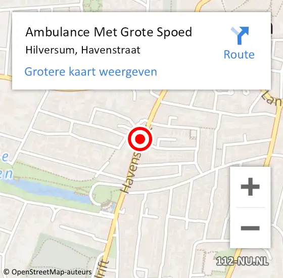 Locatie op kaart van de 112 melding: Ambulance Met Grote Spoed Naar Hilversum, Havenstraat op 24 december 2014 14:40