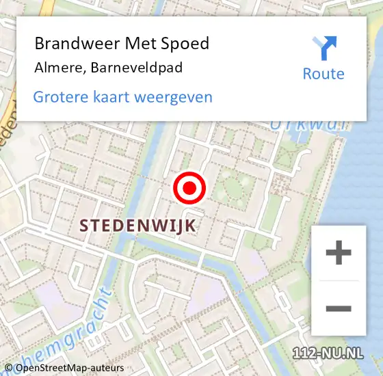 Locatie op kaart van de 112 melding: Brandweer Met Spoed Naar Almere, Barneveldpad op 25 december 2014 12:00