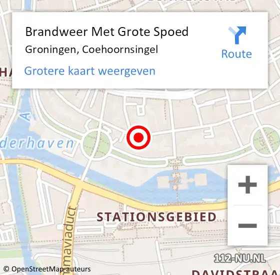 Locatie op kaart van de 112 melding: Brandweer Met Grote Spoed Naar Groningen, Coehoornsingel op 25 december 2014 16:16