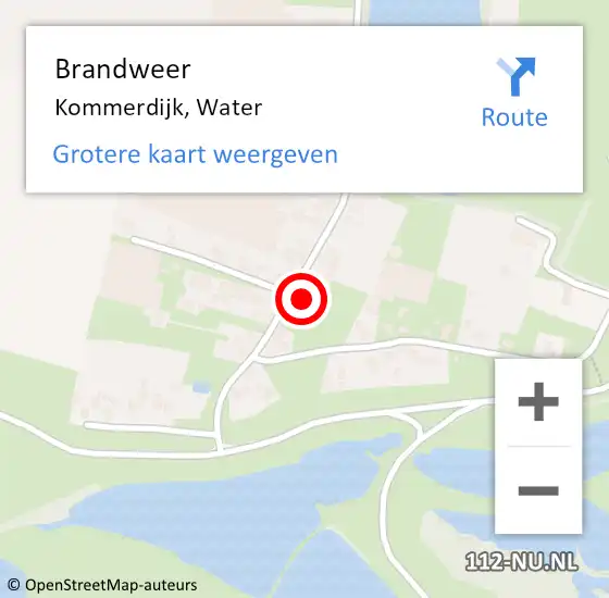 Locatie op kaart van de 112 melding: Brandweer Kommerdijk op 25 december 2014 16:46