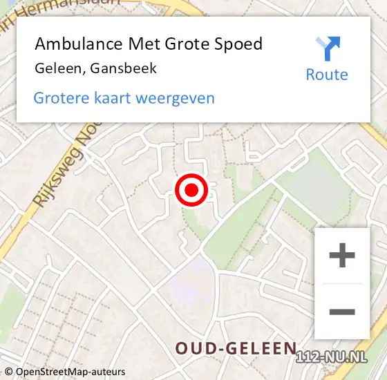 Locatie op kaart van de 112 melding: Ambulance Met Grote Spoed Naar Geleen, Gansbeek op 25 december 2014 21:36