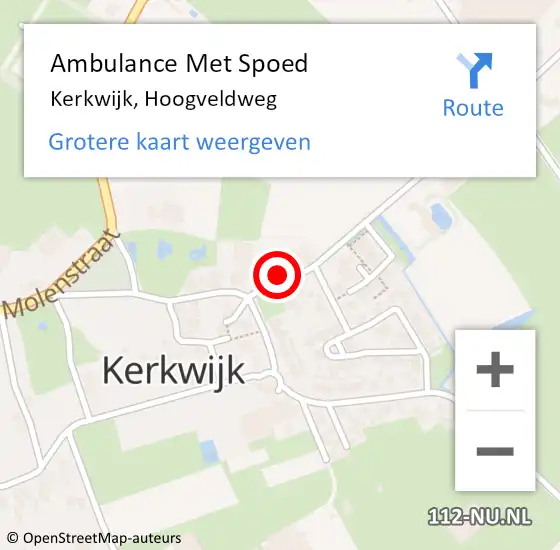 Locatie op kaart van de 112 melding: Ambulance Met Spoed Naar Kerkwijk, Hoogveldweg op 25 december 2014 22:11