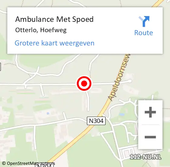 Locatie op kaart van de 112 melding: Ambulance Met Spoed Naar Otterlo, Hoefweg op 25 december 2014 23:02
