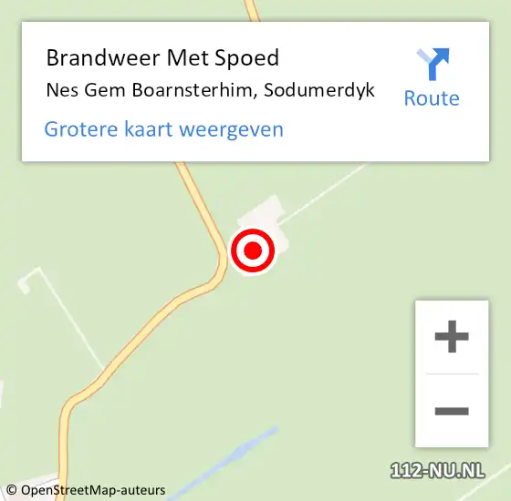 Locatie op kaart van de 112 melding: Brandweer Met Spoed Naar Nes Gem Boarnsterhim, Sodumerdyk op 25 oktober 2013 14:25