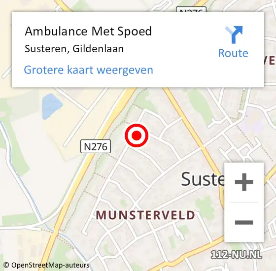Locatie op kaart van de 112 melding: Ambulance Met Spoed Naar Susteren, Gildenlaan op 26 december 2014 09:14