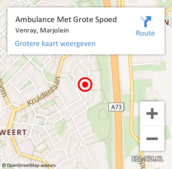 Locatie op kaart van de 112 melding: Ambulance Met Grote Spoed Naar Venray, Marjolein op 26 december 2014 12:14