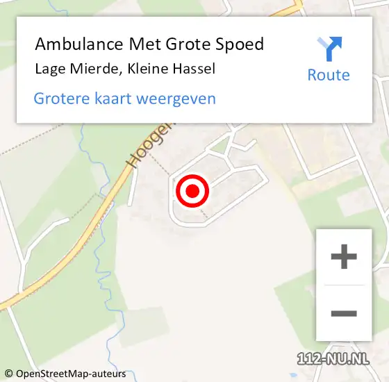Locatie op kaart van de 112 melding: Ambulance Met Grote Spoed Naar Lage Mierde, Kleine Hassel op 26 december 2014 12:23