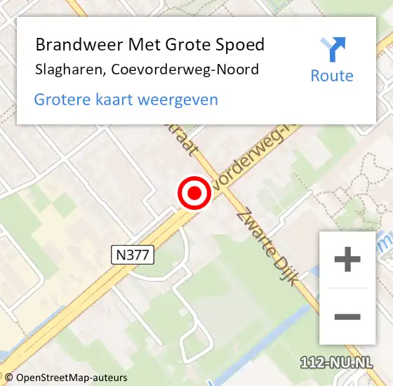 Locatie op kaart van de 112 melding: Brandweer Met Grote Spoed Naar Slagharen, Coevorderweg-Noord op 26 december 2014 12:59