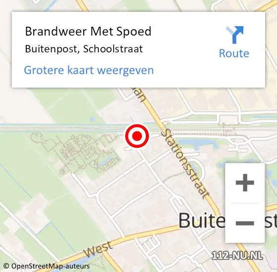 Locatie op kaart van de 112 melding: Brandweer Met Spoed Naar Buitenpost, Schoolstraat op 26 december 2014 22:36