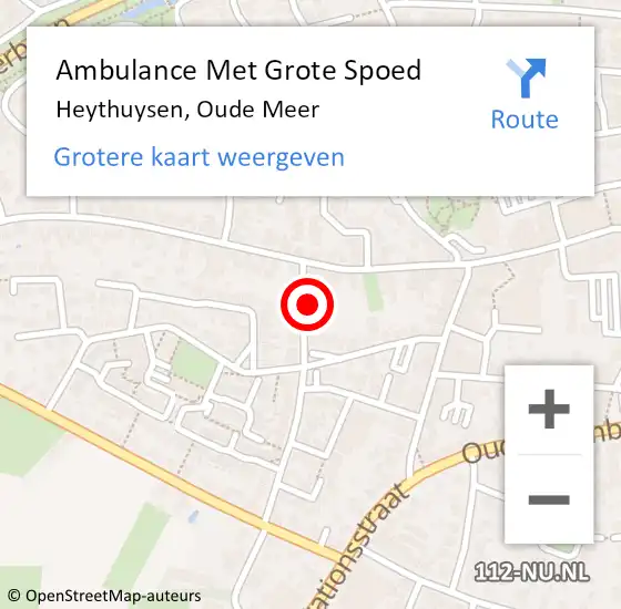Locatie op kaart van de 112 melding: Ambulance Met Grote Spoed Naar Heythuysen, Oude Meer op 27 december 2014 09:07