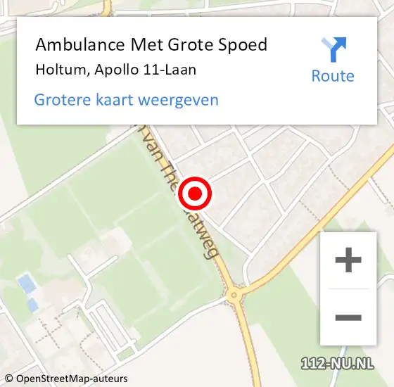 Locatie op kaart van de 112 melding: Ambulance Met Grote Spoed Naar Holtum, Apollo 11-Laan op 27 december 2014 15:27