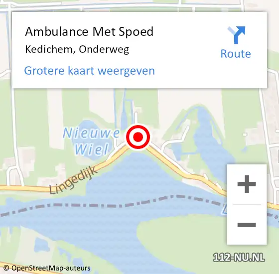 Locatie op kaart van de 112 melding: Ambulance Met Spoed Naar Kedichem, Onderweg op 28 december 2014 08:55