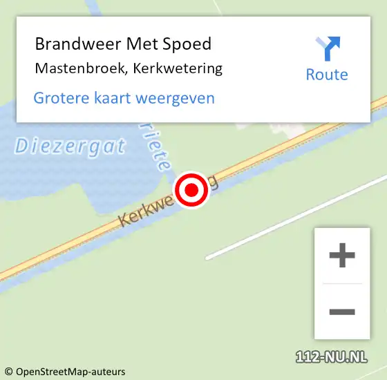 Locatie op kaart van de 112 melding: Brandweer Met Spoed Naar Mastenbroek, Kerkwetering op 28 december 2014 11:32
