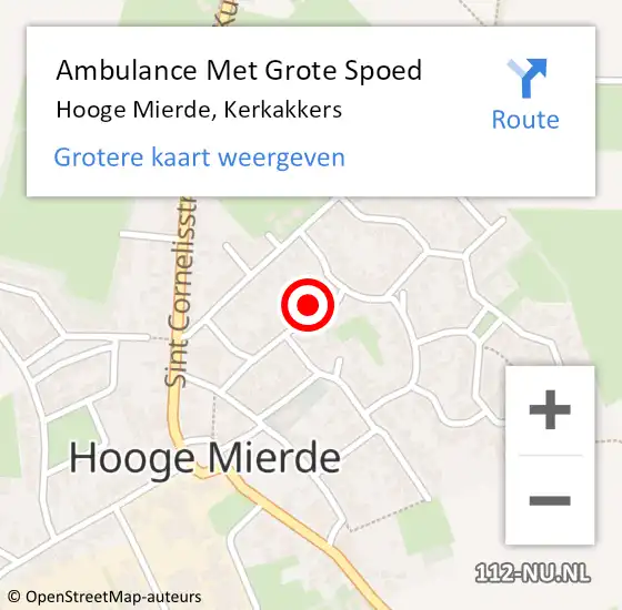 Locatie op kaart van de 112 melding: Ambulance Met Grote Spoed Naar Hooge Mierde, Kerkakkers op 28 december 2014 12:36