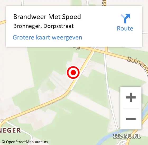 Locatie op kaart van de 112 melding: Brandweer Met Spoed Naar Bronneger, Dorpsstraat op 28 december 2014 18:07