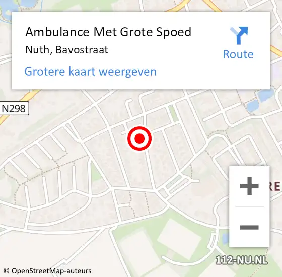 Locatie op kaart van de 112 melding: Ambulance Met Grote Spoed Naar Nuth, Bavostraat op 29 december 2014 18:00
