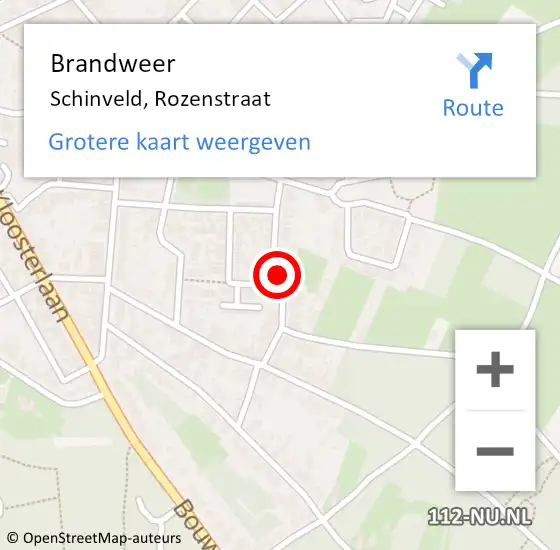 Locatie op kaart van de 112 melding: Brandweer Schinveld, Rozenstraat op 30 december 2014 02:32