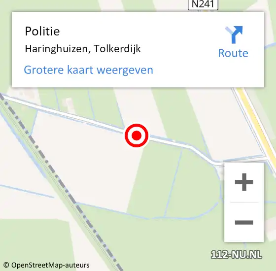 Locatie op kaart van de 112 melding: Politie Haringhuizen, Tolkerdijk op 30 december 2014 07:44