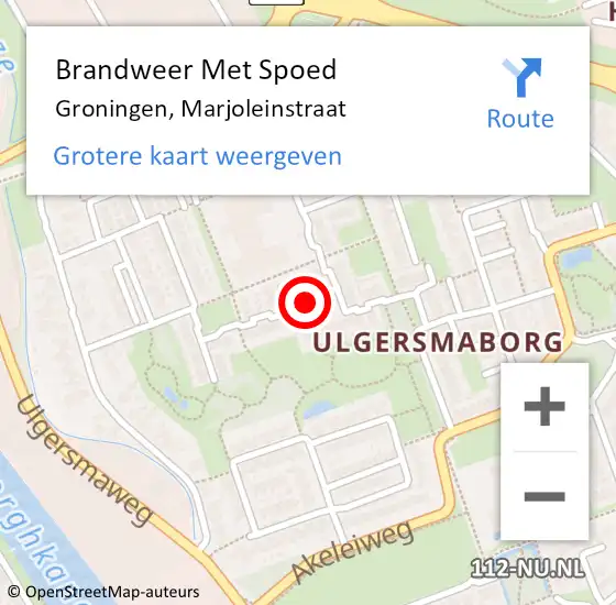 Locatie op kaart van de 112 melding: Brandweer Met Spoed Naar Groningen, Marjoleinstraat op 30 december 2014 14:47