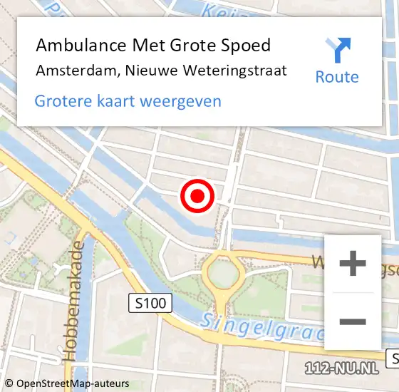 Locatie op kaart van de 112 melding: Ambulance Met Grote Spoed Naar Amsterdam, Nieuwe Weteringstraat op 30 december 2014 15:01
