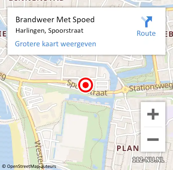 Locatie op kaart van de 112 melding: Brandweer Met Spoed Naar Harlingen, Spoorstraat op 30 december 2014 21:37