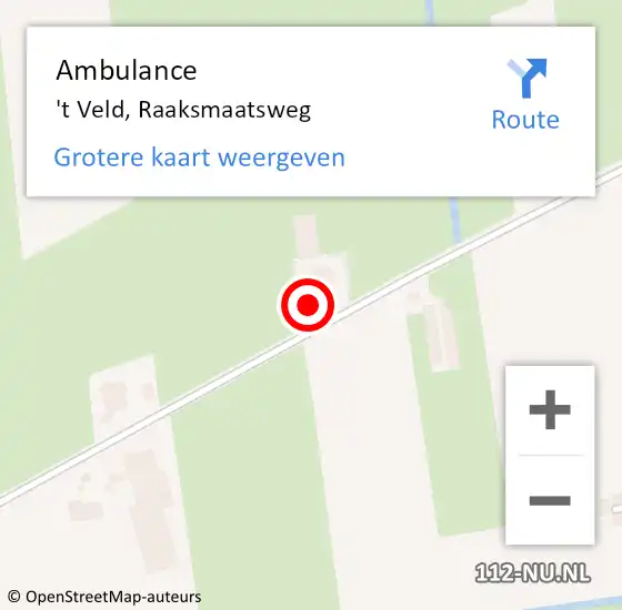 Locatie op kaart van de 112 melding: Ambulance 't Veld, Raaksmaatsweg op 30 december 2014 21:42