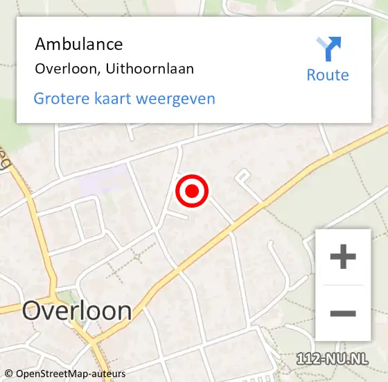 Locatie op kaart van de 112 melding: Ambulance Overloon, Uithoornlaan op 31 december 2014 12:06
