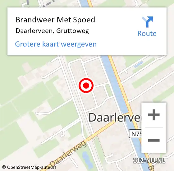 Locatie op kaart van de 112 melding: Brandweer Met Spoed Naar Daarlerveen, Gruttoweg op 31 december 2014 12:13