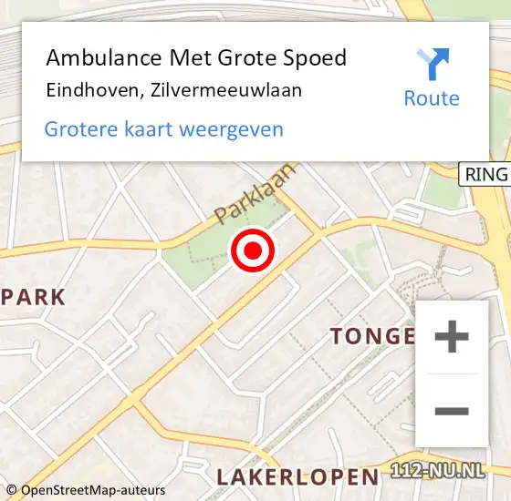 Locatie op kaart van de 112 melding: Ambulance Met Grote Spoed Naar Eindhoven, Zilvermeeuwlaan op 31 december 2014 13:35