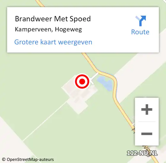 Locatie op kaart van de 112 melding: Brandweer Met Spoed Naar Kamperveen, Hogeweg op 31 december 2014 16:54