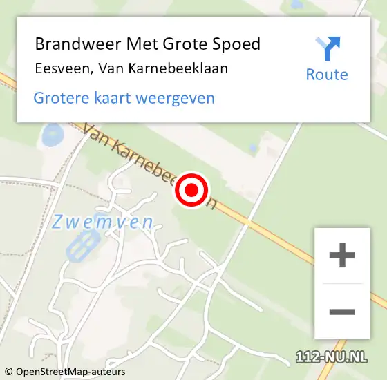 Locatie op kaart van de 112 melding: Brandweer Met Grote Spoed Naar Eesveen, Van Karnebeeklaan op 26 oktober 2013 05:36