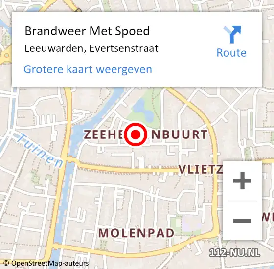 Locatie op kaart van de 112 melding: Brandweer Met Spoed Naar Leeuwarden, Evertsenstraat op 31 december 2014 20:19