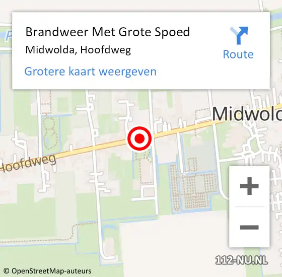 Locatie op kaart van de 112 melding: Brandweer Met Grote Spoed Naar Midwolda, Hoofdweg op 31 december 2014 21:30