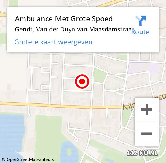 Locatie op kaart van de 112 melding: Ambulance Met Grote Spoed Naar Gendt, Van der Duyn van Maasdamstraat op 1 januari 2015 00:19
