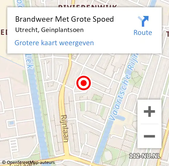 Locatie op kaart van de 112 melding: Brandweer Met Grote Spoed Naar Utrecht, Geinplantsoen op 1 januari 2015 03:32