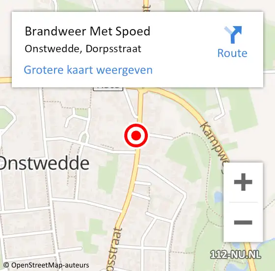 Locatie op kaart van de 112 melding: Brandweer Met Spoed Naar Onstwedde, Dorpsstraat op 1 januari 2015 03:38