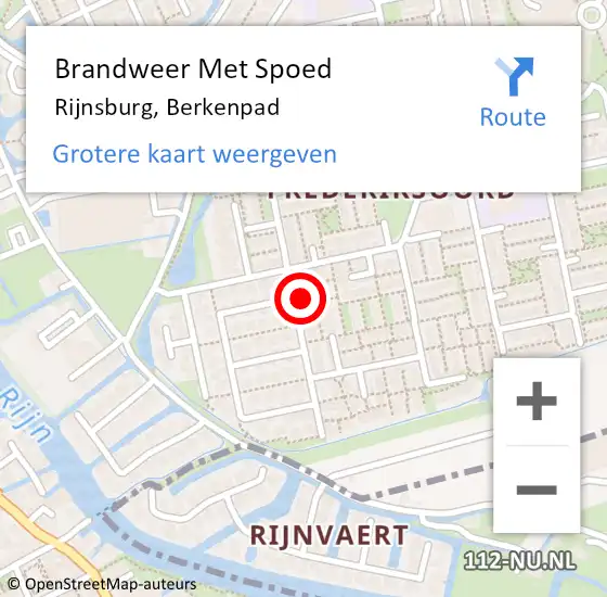 Locatie op kaart van de 112 melding: Brandweer Met Spoed Naar Rijnsburg, Berkenpad op 1 januari 2015 09:34