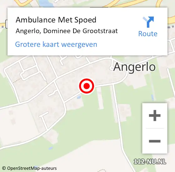Locatie op kaart van de 112 melding: Ambulance Met Spoed Naar Angerlo, Dominee De Grootstraat op 1 januari 2015 13:06