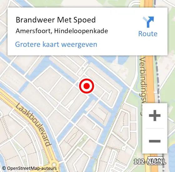 Locatie op kaart van de 112 melding: Brandweer Met Spoed Naar Amersfoort, Hindeloopenkade op 1 januari 2015 13:21