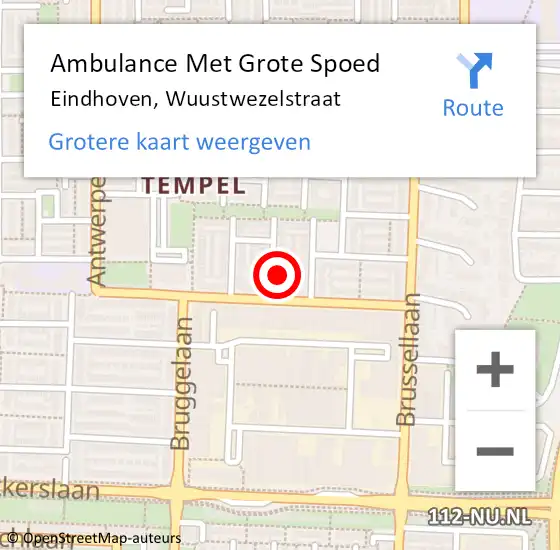 Locatie op kaart van de 112 melding: Ambulance Met Grote Spoed Naar Eindhoven, Wuustwezelstraat op 1 januari 2015 14:35