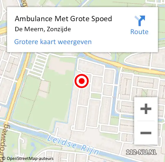 Locatie op kaart van de 112 melding: Ambulance Met Grote Spoed Naar De Meern, Zonzijde op 1 januari 2015 15:55