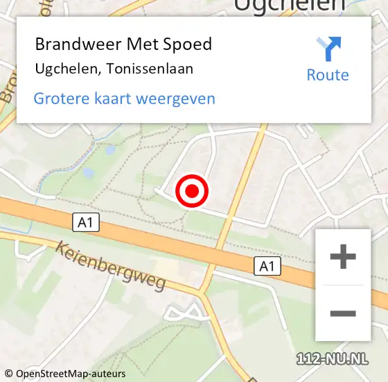 Locatie op kaart van de 112 melding: Brandweer Met Spoed Naar Ugchelen, Tonissenlaan op 1 januari 2015 17:30