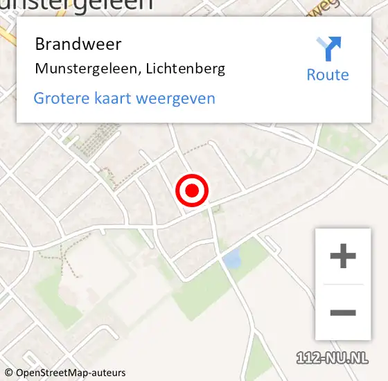 Locatie op kaart van de 112 melding: Brandweer Munstergeleen, Lichtenberg op 1 januari 2015 17:43