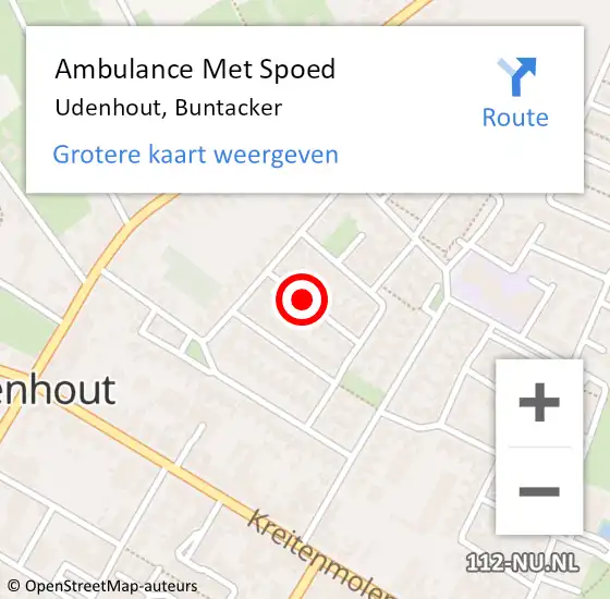 Locatie op kaart van de 112 melding: Ambulance Met Spoed Naar Udenhout, Buntacker op 1 januari 2015 18:06